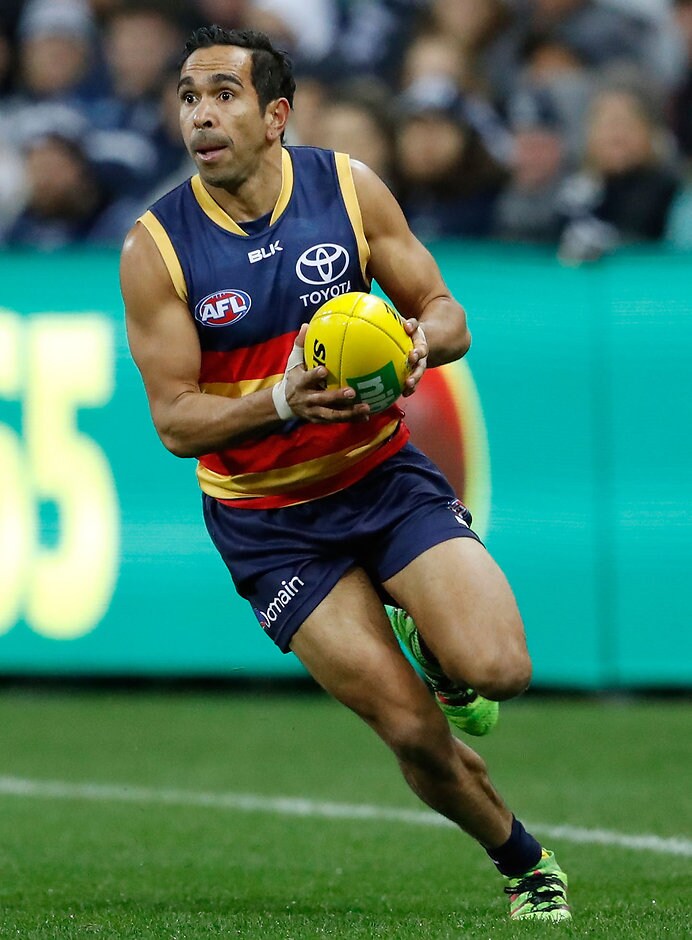 AFL 2016 Rd 18 - Geelong v Adelaide GEELONG, AUSTRALIA - JULY 23: Eddie Betts of the Crows in action during the 2016 AFL Round 18 match between the Geelong Cats and the Adelaide Crows at Simonds Stadium on July 23, 2016 in Geelong, Australia. (Photo by Adam Trafford/AFL Media)